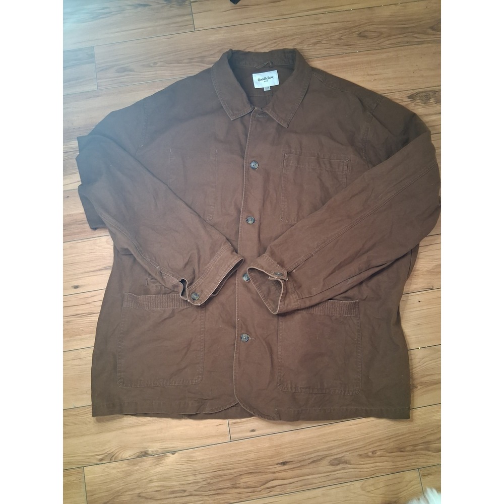 Goodfellow & Co Mens Brown Canvas Chore Jacket Size 4XB Workwear Button Front